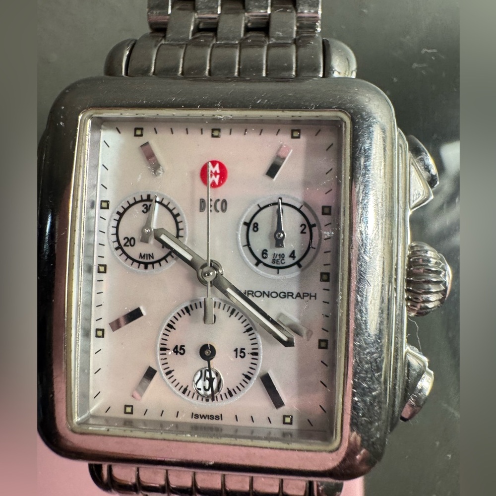 Michelle Silver Square Face Watch. Gently Used. Will fit a wrist size 7 /7.5.